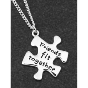 Jigsaw Silver Plated Necklace Friends