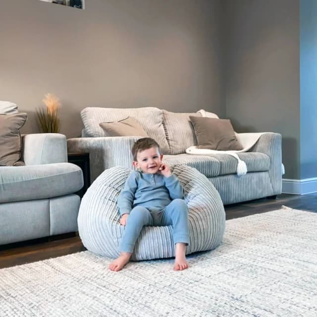rucomfy Beanbags rucomfy Indoor Classic Kids Bean Bag Chair - Jumbo Cord Slouchbag in Light Grey Light Grey Unisex