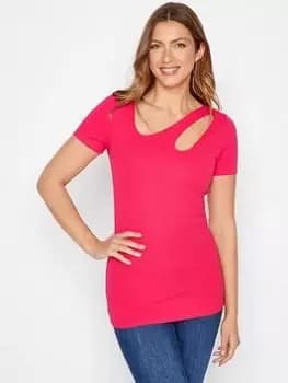 Long Tall Sally Pink Cut Out Detail Tee, Pink, Size 20, Women