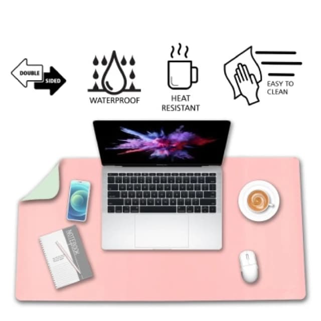 ValueX Deflecto PVC Desk Mat 80x40cm Dual Colour Pink/Green - DM8040P/G DM8040P/G