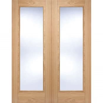 Vancouver Pattern 10 Internal Glazed Prefinished Oak 1 Lite Pair Doors - 915 x 1981mm