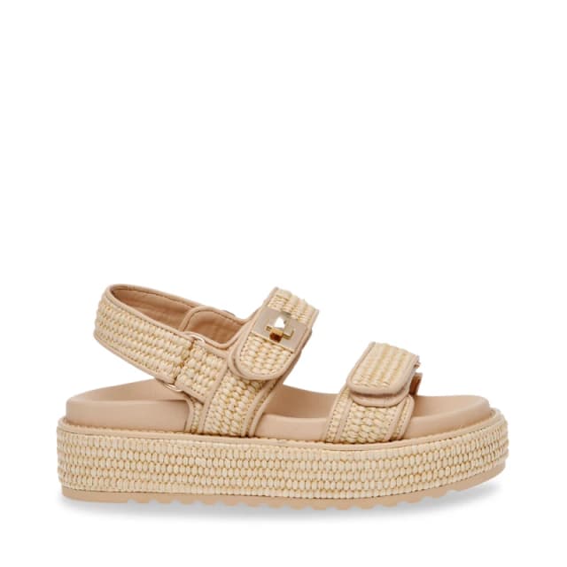 Steve Madden Womens Big Mona Architectural Platform Flatform Sandals Raffia female 5 (38)