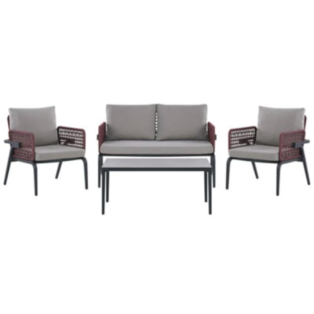 Beliani Garden Lounge Set With Table 4 Seater Sciacca Metal Grey