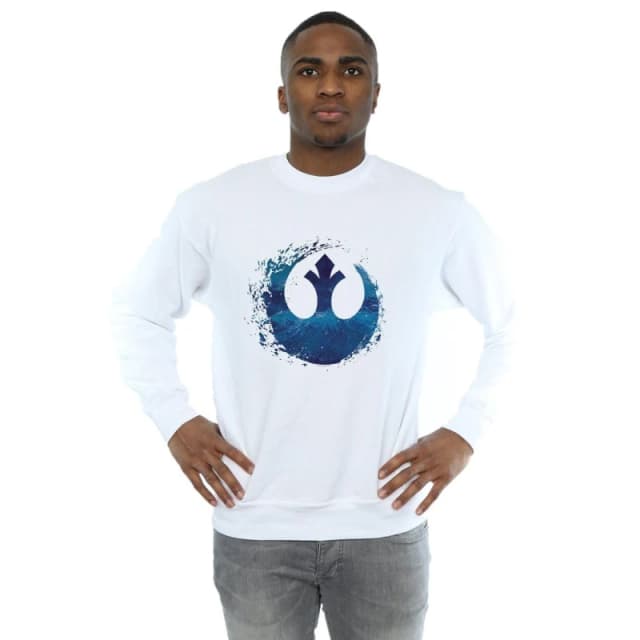 Disney Men Star Wars The Rise Of Skywalker Resistance Symbol Wave Sweatshirt in White Size: Small White S Male 5059400287615