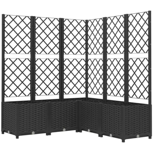 vidaXL Garden Planter w/ Trellis Black 120x120x136cm PP, Black 318277