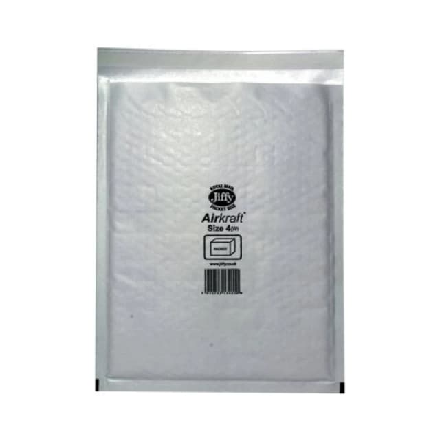 Jiffy AirKraft Bubble Lined Mailer Size 4 White (100 Pack) MAKC88007