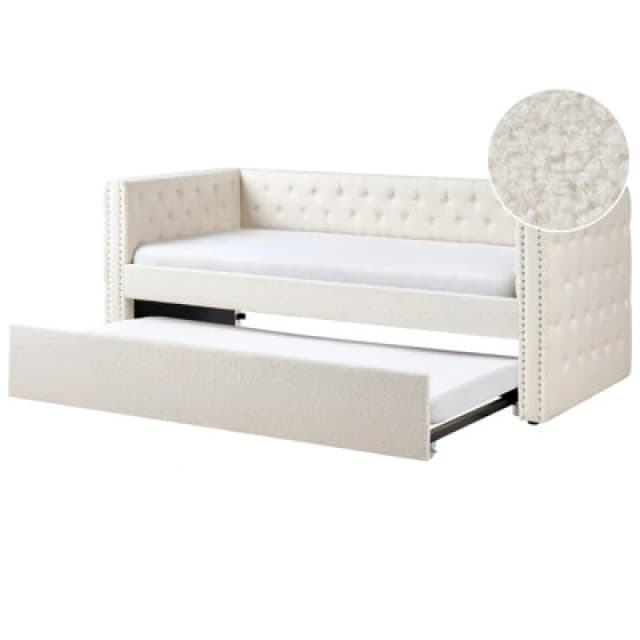 Beliani Trundle Bed Boucle Gassin 90 X 200 Cm (Eu Single) Off-White