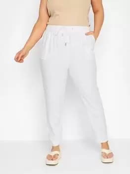 Yours Linen Joggers - White, Size 34-36, Women