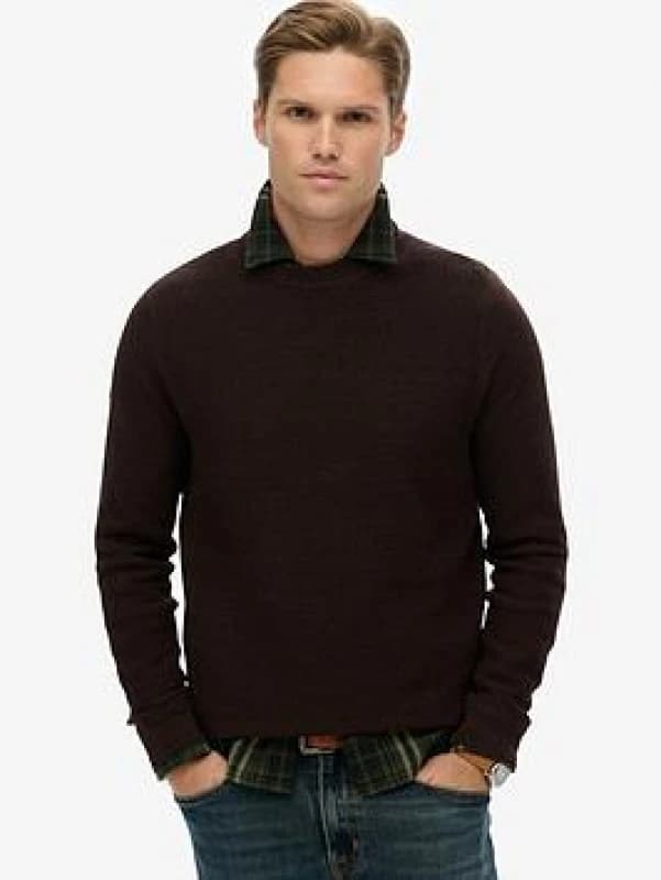 Superdry Textured Crew Neck Jumper Brown Men M;L;XL;XXL