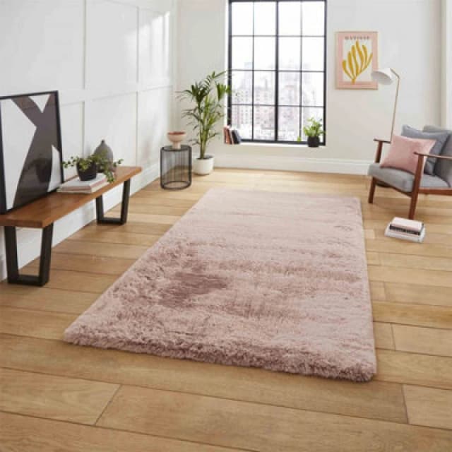 Think Rugs Super Teddy Rose Rug-Rectangle 150 x 230 cm/Polyester-Plain Shaggy SUPTEDRSE1523