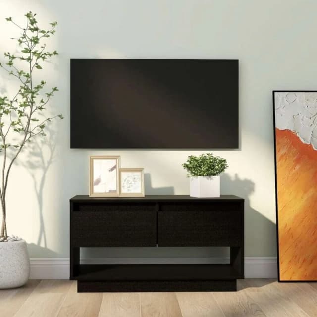 VIDAXL TV Cabinet Black 74x34x40cm Solid Wood Pine vidaXL 8720286904817