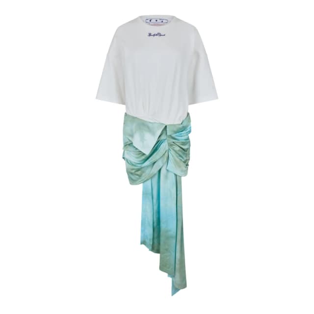 Off White Womens Draped Mini Dress Light Blue female 12 (M)