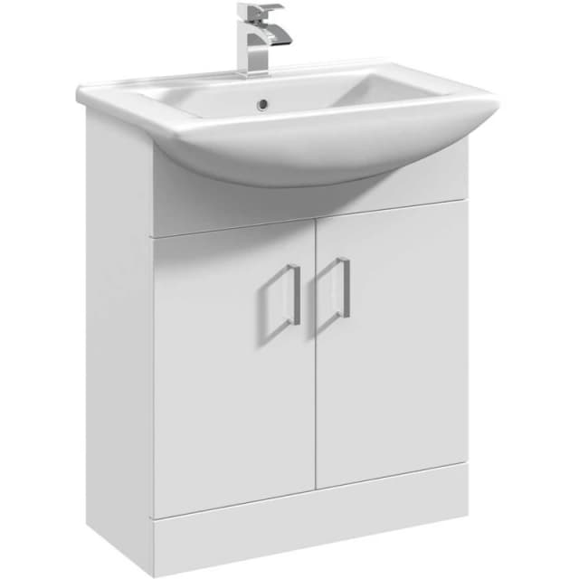 nuie 550mm Floor Standing Cabinet & Square Basin - Gloss White VTM550