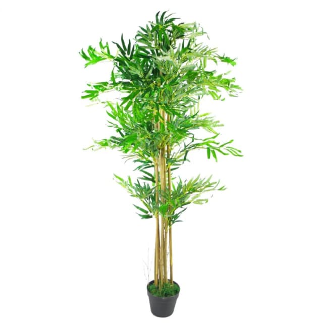 Leaf Design 150cm (5ft) Natural Look Artificial Bamboo Plants Trees (XL with Gold Metal Planter)