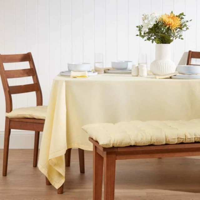 Homescapes Plain Cotton Tablecloth, 137cm x 137cm Cream