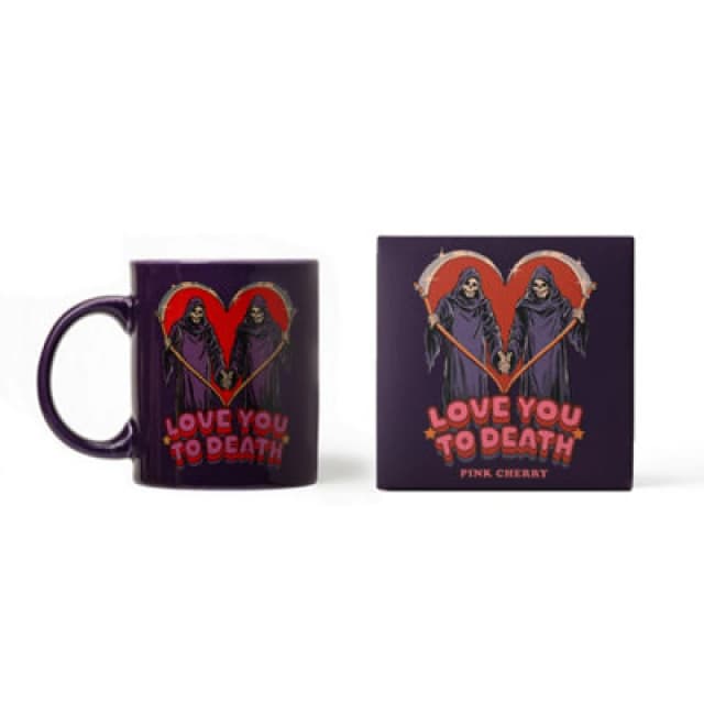 Steven Rhodes Love You To Death Purple Mug Candle With Pink Cherry Scent