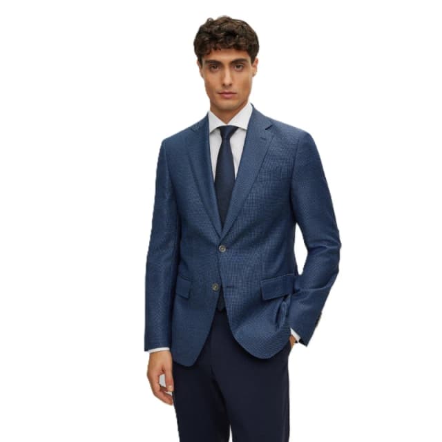Boss Mens H Hutson Elbow Blazer Open Blue male 36 (46)