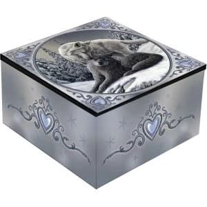 Snow Kisses Wolf Mirror Box