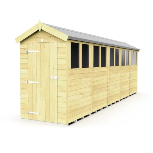 Buttercup Farm 4 x 20 Feet Apex Shed - Single Door W/ Windows - L592 x W118 x H217cm in Brown Brown Unisex