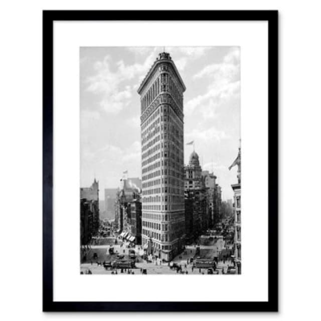 Artery8 Flat Iron Building Ny 1903 History Old Bw Photo 12X16" Framed Wall Art Print