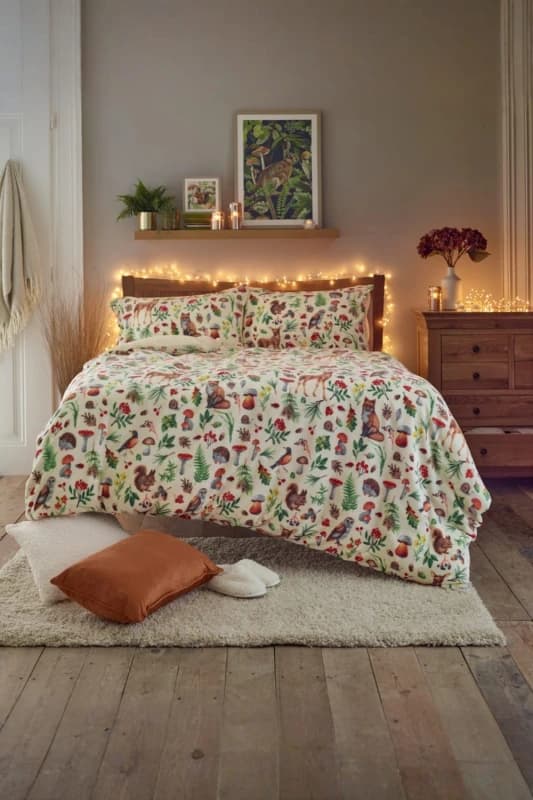 Deyongs Deyongs Autumn Animals Fleece Duvet Cover Set with Sherpa Reverse - Cosy Woodland Printed Bedding Size: Single Multi Single Unisex 505499014