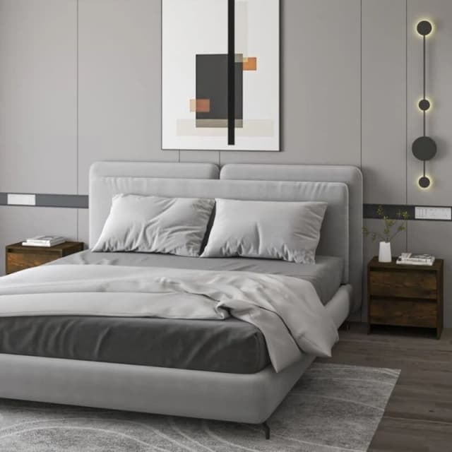 VIDAXL Bedside Cabinets 2 pcs Smoked Oak 45x34.5x44.5cm Engineered Wood Vidaxl 8720286837238