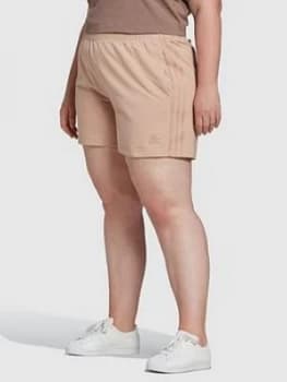 Adidas Originals New Neutral 3-Stripes Plus Size Shorts - Nude