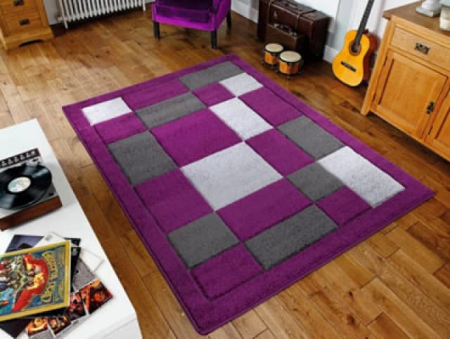 Smart Living Smart Living Modern Hand Carved Multicolour Soft Thick Area Rug - Havana in Purple Size: 60cm x 110cm Purple 60cm x 110cm Unisex 868050