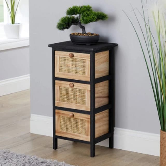 Home Source Mosina Fully Assembled 3 Drawer Rattan Storage Chest