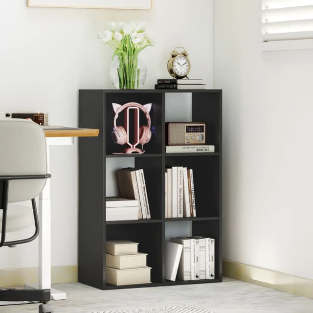 HOMCOM HOMCOM 6-Cube Bookshelf, Freestanding 3-Tier Bookcase for Home Office in Black One Size Unisex 5063603044289