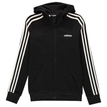 adidas Girls 3-Stripes Zip Track Top Hoodie - Black