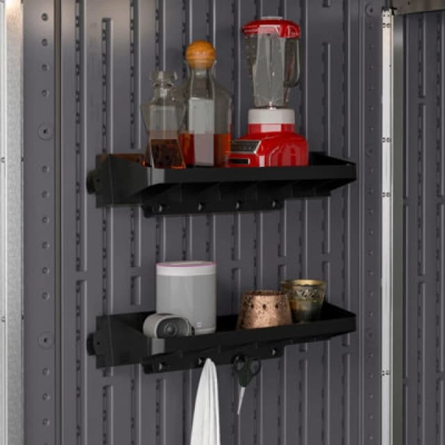 Suncast Extra Deep Shelving With Hooks Set - Pack of 2, Black V7572PK