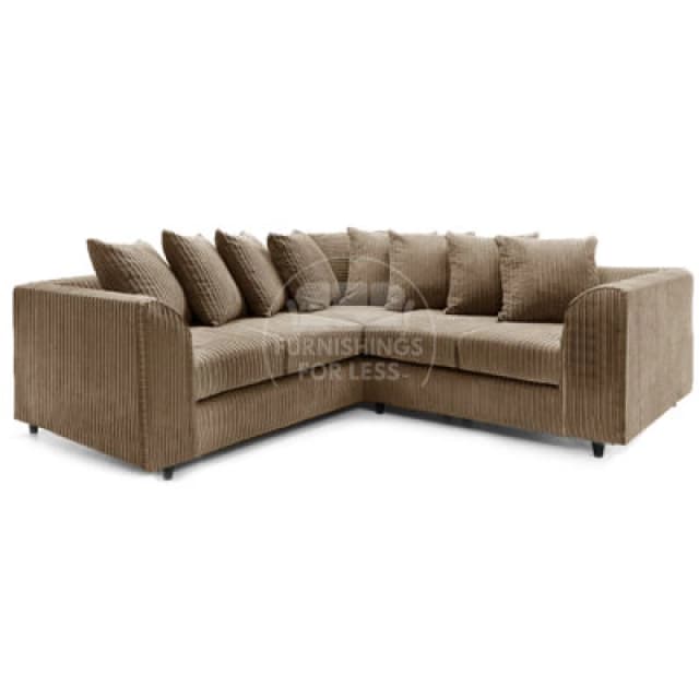 Furnishings For Less UK Ferguson Coffee 5 Seater Fabric Corner Sofa L Shaped Jumbo Cord - Scatter Back