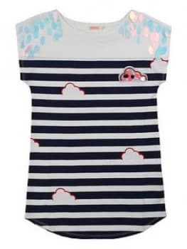 Billieblush Girls Stripe Applique T-Shirt Dress - Blue