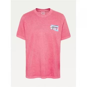 Tommy Jeans Painted Flag T Shirt - TOU Pink DAISY