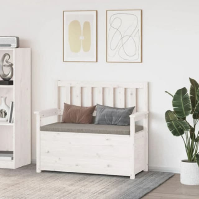 vidaXL Bench White 112.5x51.5x96.5cm Solid Wood Pine, White 823560