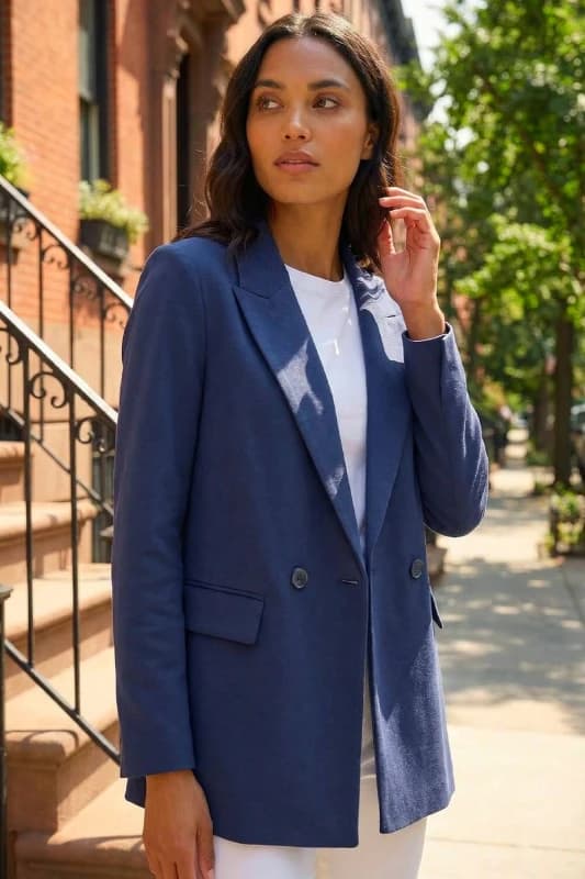 Roman Womens Premium Stretch Ponte Blazer in Navy Size: 16 Navy Female 16