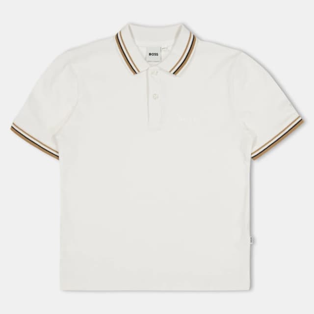 Boss Kids Col Block Short Sleeve Polo Shirt White male 8Y
