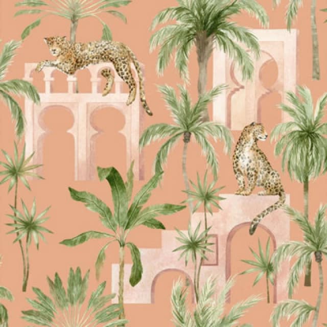 Arthouse Leopard Arches Terracotta Wallpaper