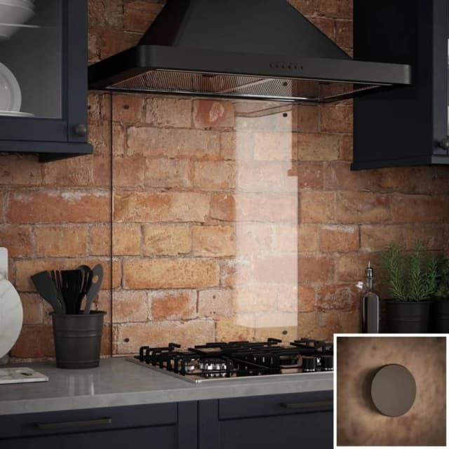 Clear Glass Kitchen Splashback With Bronze Caps 600X700Mm, Clear SB53581