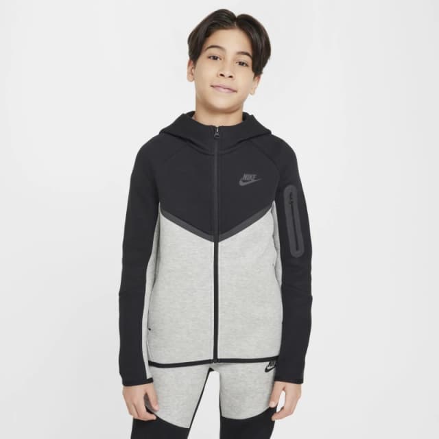Nike Sportswear Tech Fleece Full-Zip Hoodie Juniors Black/Grey male 9-10 (M)