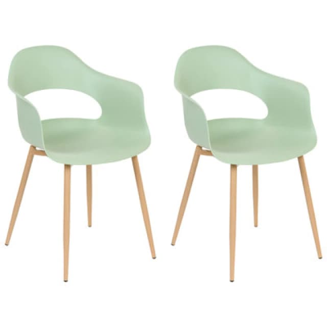 Beliani Set Of 2 Dining Chairs Utica Light Green