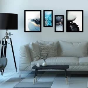 4P3040SCT008 Multicolor Decorative Framed MDF Painting (4 Pieces)