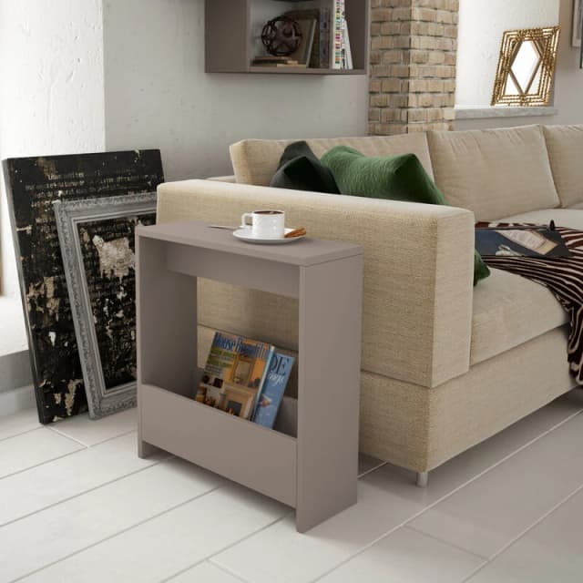 DECORTIE Decortie - Simpi Modern Side End Table Mocha Grey Multipurpose With Creativeness h 60cm 2 Tier - Mocha Grey M.SH.13191.6