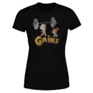 The Flintstones Distressed Bam Bam Gains Womens T-Shirt - Black