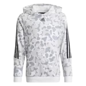 adidas 3 Stripes Gra Hoodie Junior Boys - White