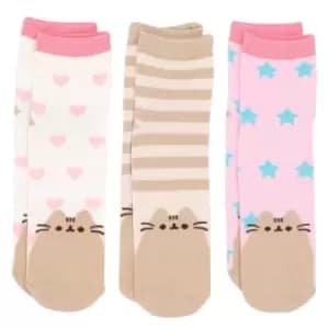 Pusheen Womens/Ladies Socks Set (Pack of 3) (4 UK-8 UK) (Pink/White/Brown)