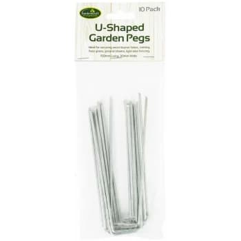 Gardenkraft - 26610 Heavy Duty U Multi Purpose Ground Pegs Garden Accessories, Green