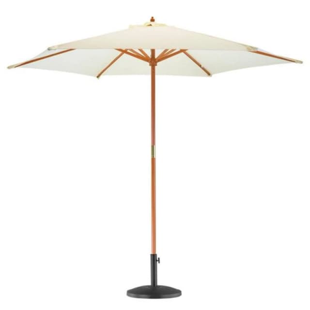Harbour Housewares Wooden Garden Parasol & Base Set - 2.7M - Natural