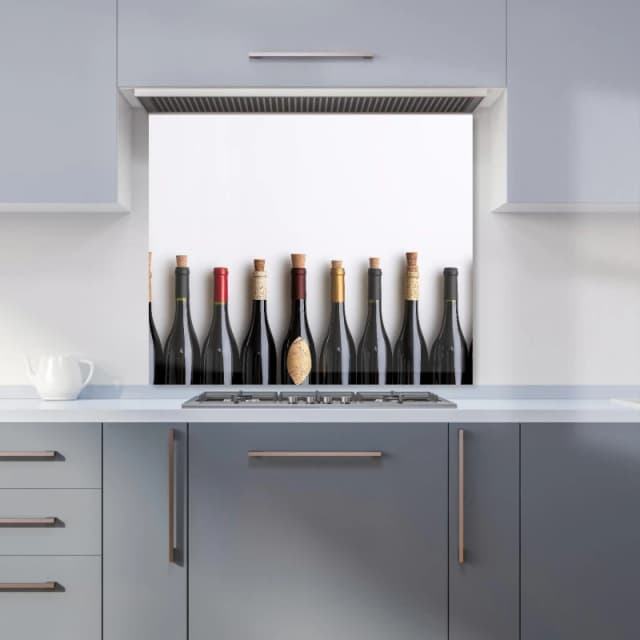 Warren Reed - Designer Corked Wine Collection Kitchen Splashback in Black Size: 600mm x 750mm Black Unisex 600mm x 750mm